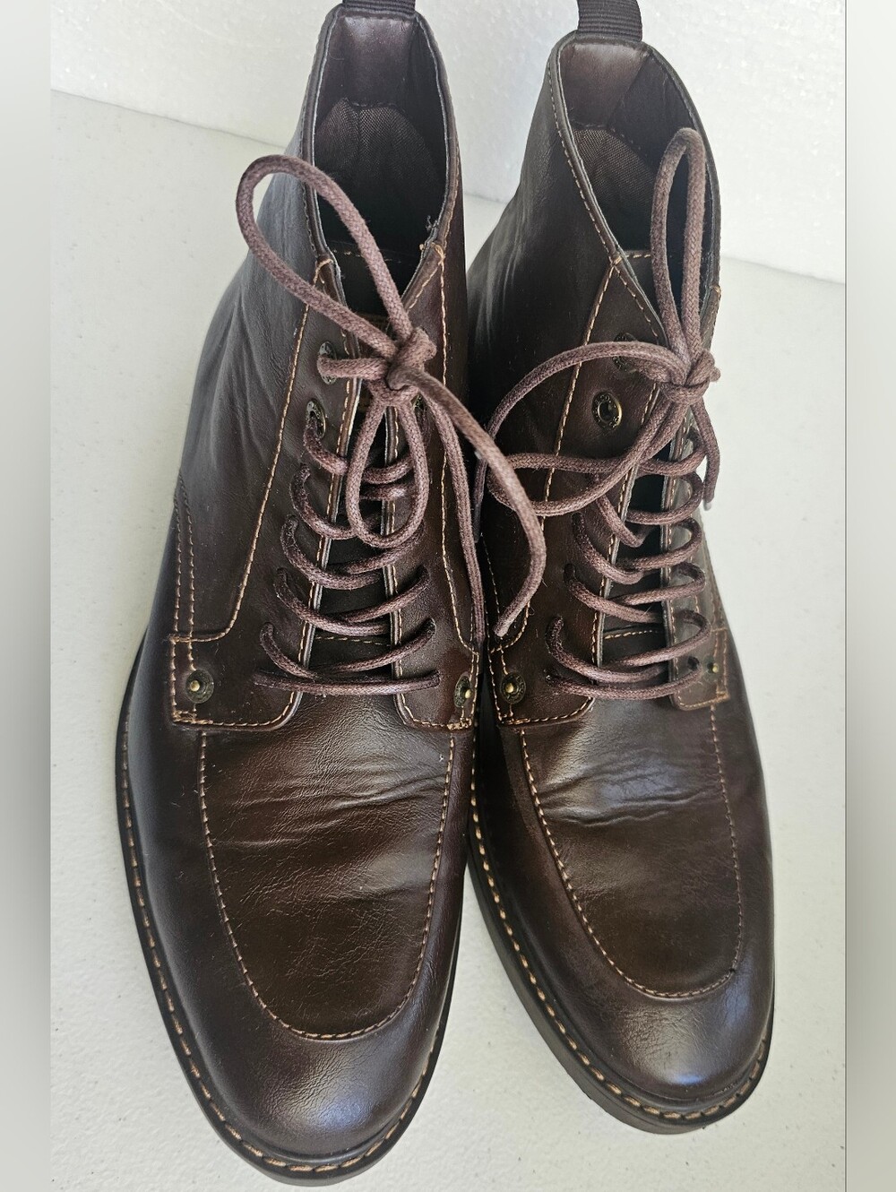 Men's Brown Logo Strauss Lace-Up Boots Size 9